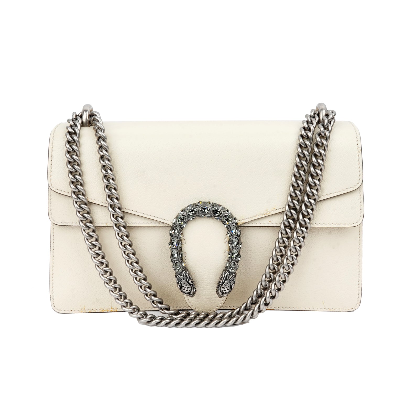 GUCCI White Dionysus Leather Chain Bag