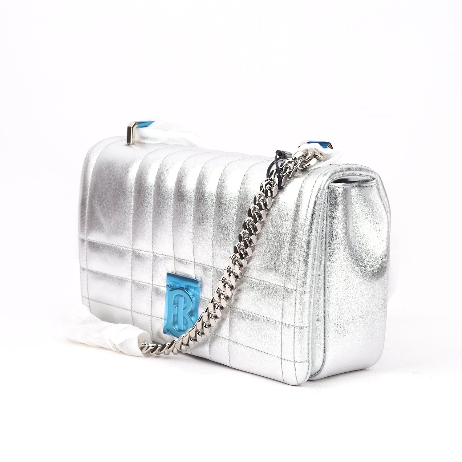 Burberry Lola Leather Silver Shoulder Bag