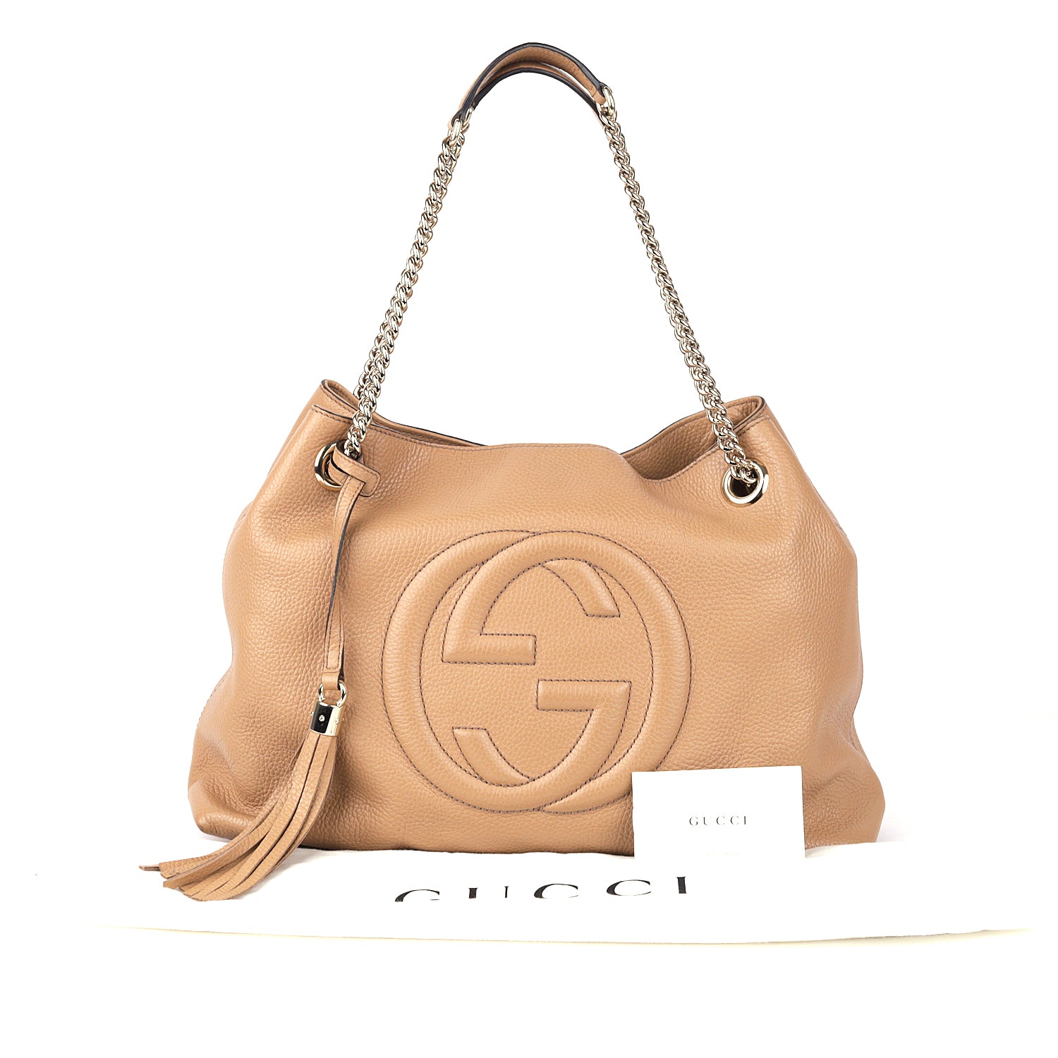 Gucci Beige Leather Medium Chain Soho Shoulder Bag