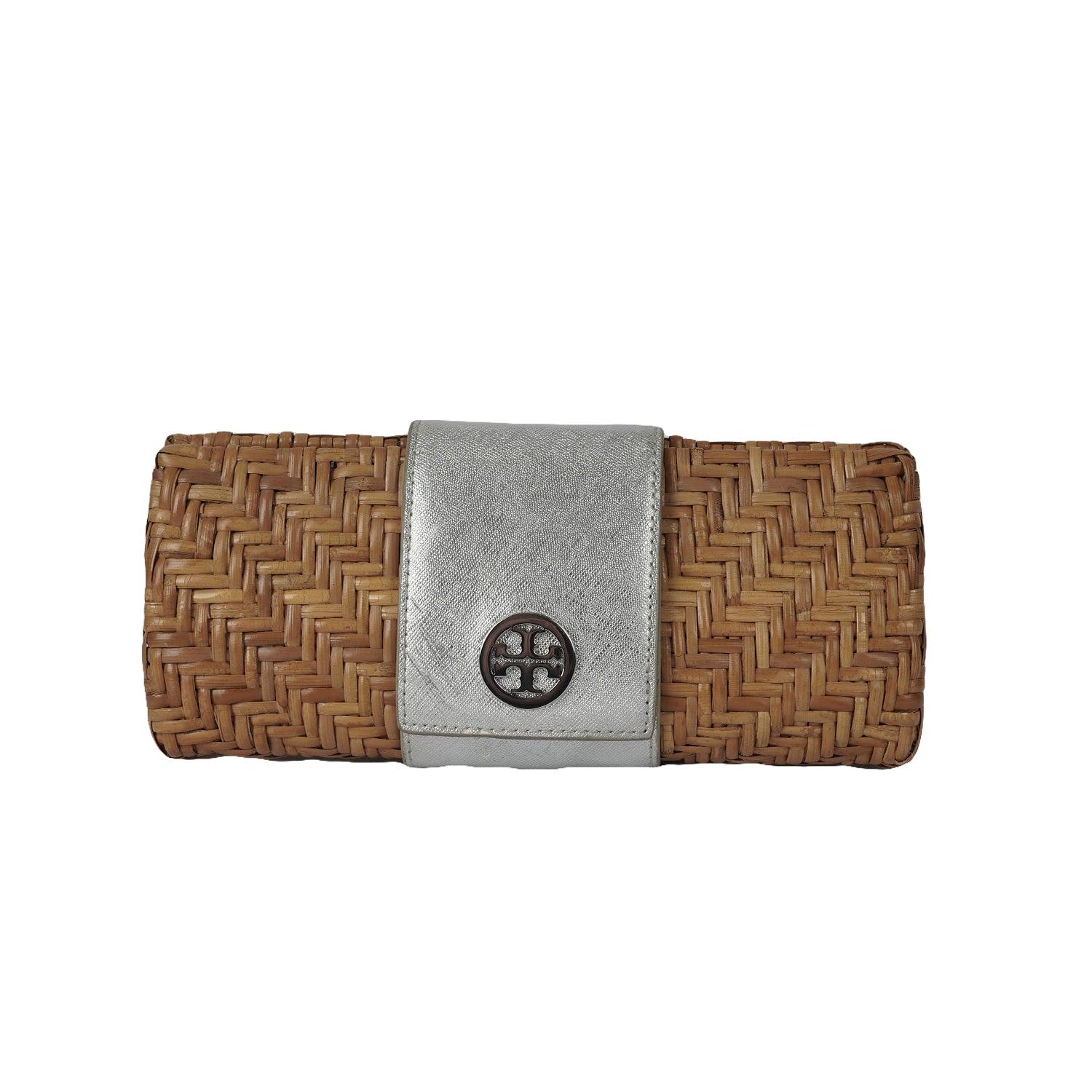 Tory Burch Straw popular Leather Rattan Clutch