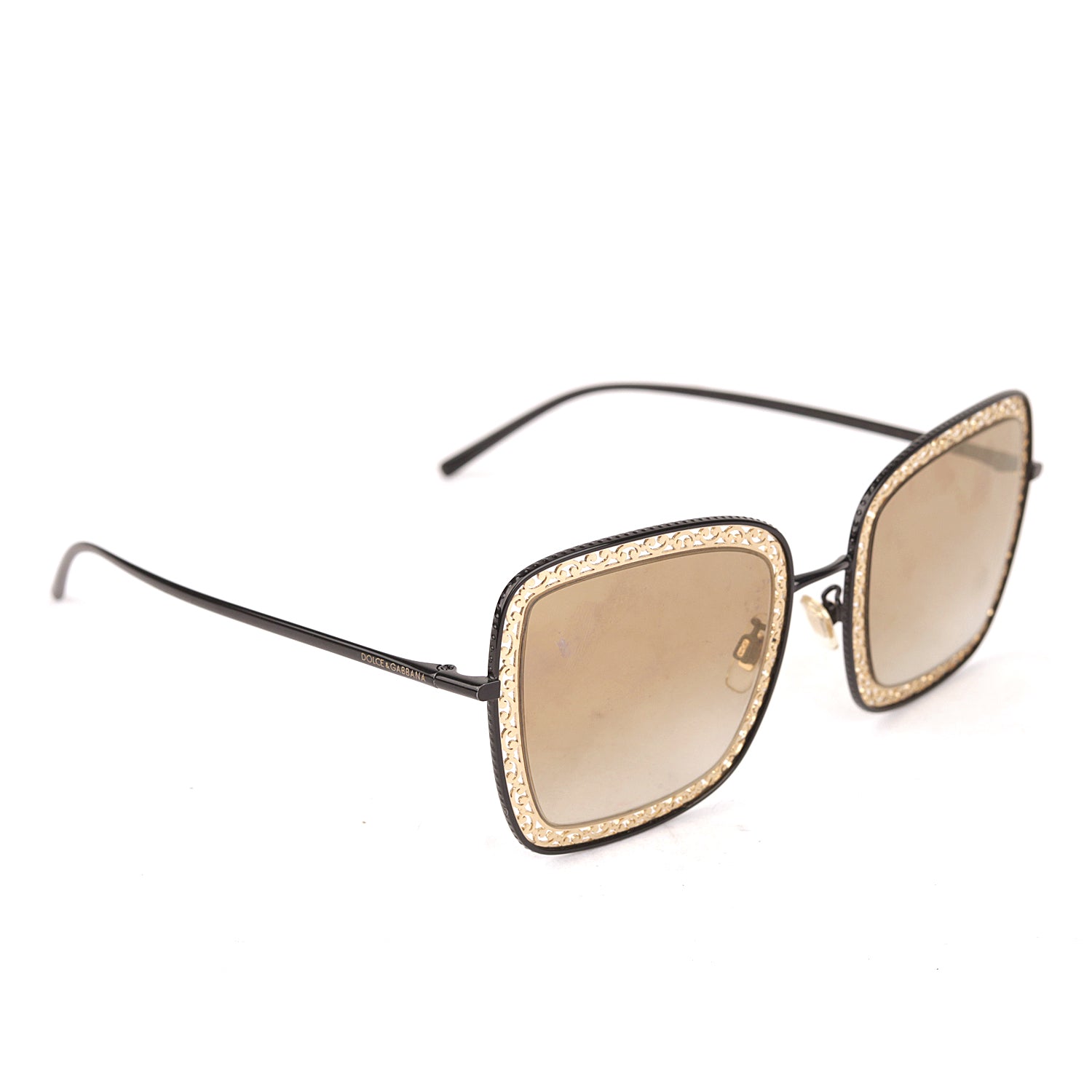 Dolce Gabbana Square Devotion Sunglasses with Metal Lace