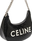 Celine Ava Chain Medium Leather & Sequin Hobo Black Bag