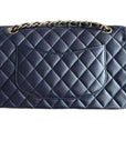 Medium Caviar Chanel Classic Double Flap Dark Blue GHW