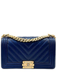 Chanel Boy Chevron Medium flap blue bag