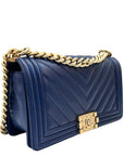 Chanel Boy Chevron Medium flap blue bag