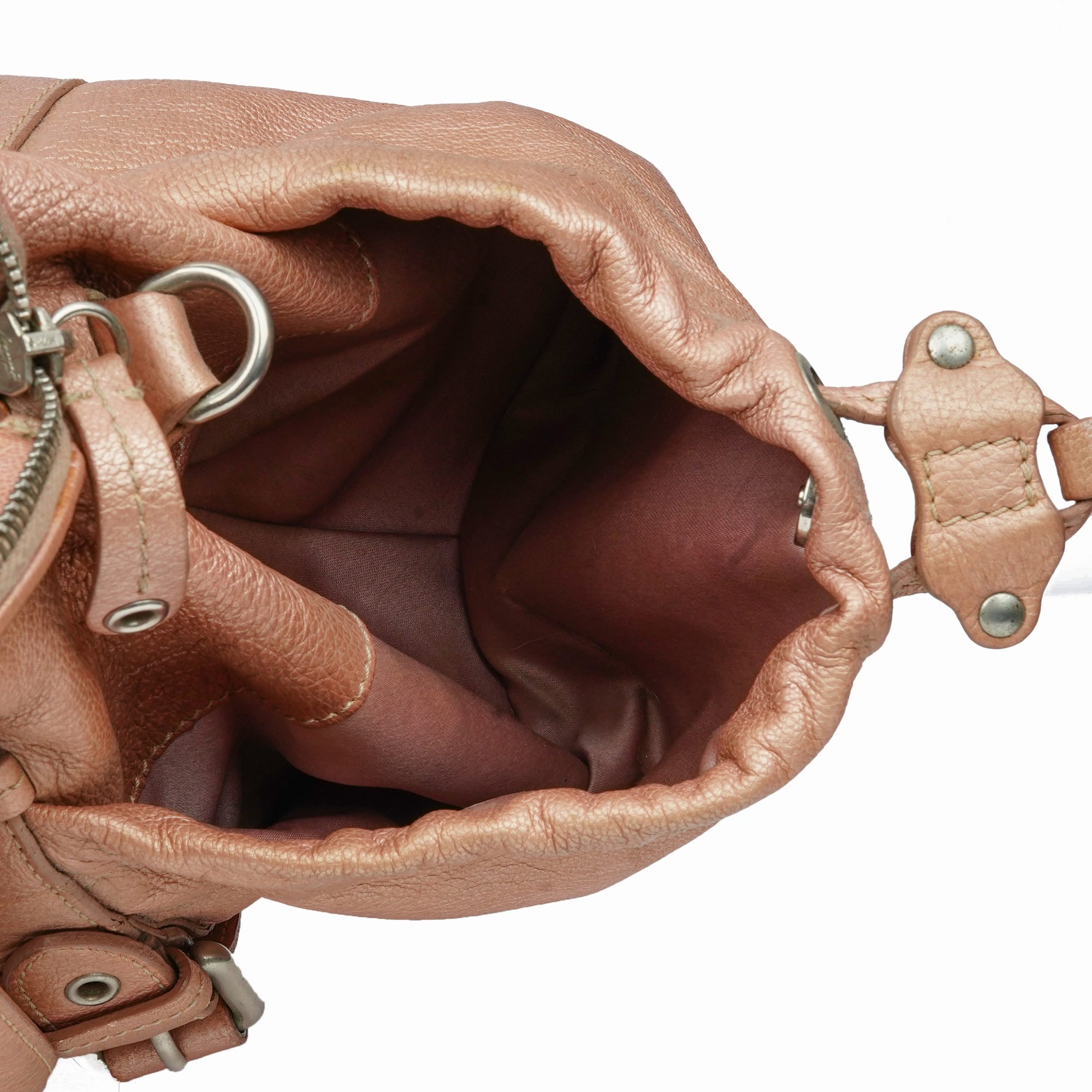 Pink Leather Hobo Bag