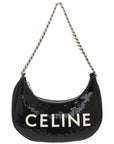 Celine Ava Chain Medium Leather & Sequin Hobo Black Bag