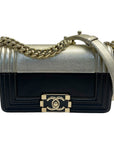 Chanel Black & Metallic Gold Bi-Color Calfskin Boy Bag Small