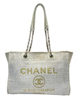 Chanel Deauville Beige Tweed Shopper Tote Bag