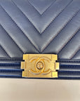 Chanel Boy Chevron Medium flap blue bag