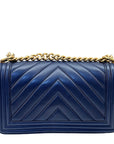 Chanel Boy Chevron Medium flap blue bag