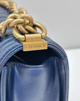 Chanel Boy Chevron Medium flap blue bag