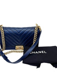 Chanel Boy Chevron Medium flap blue bag