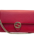 Gucci Red Interlocking GG Wallet on Chain