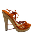 Jimmy Choo Suede Burnt Orange Sandals Size EU 35