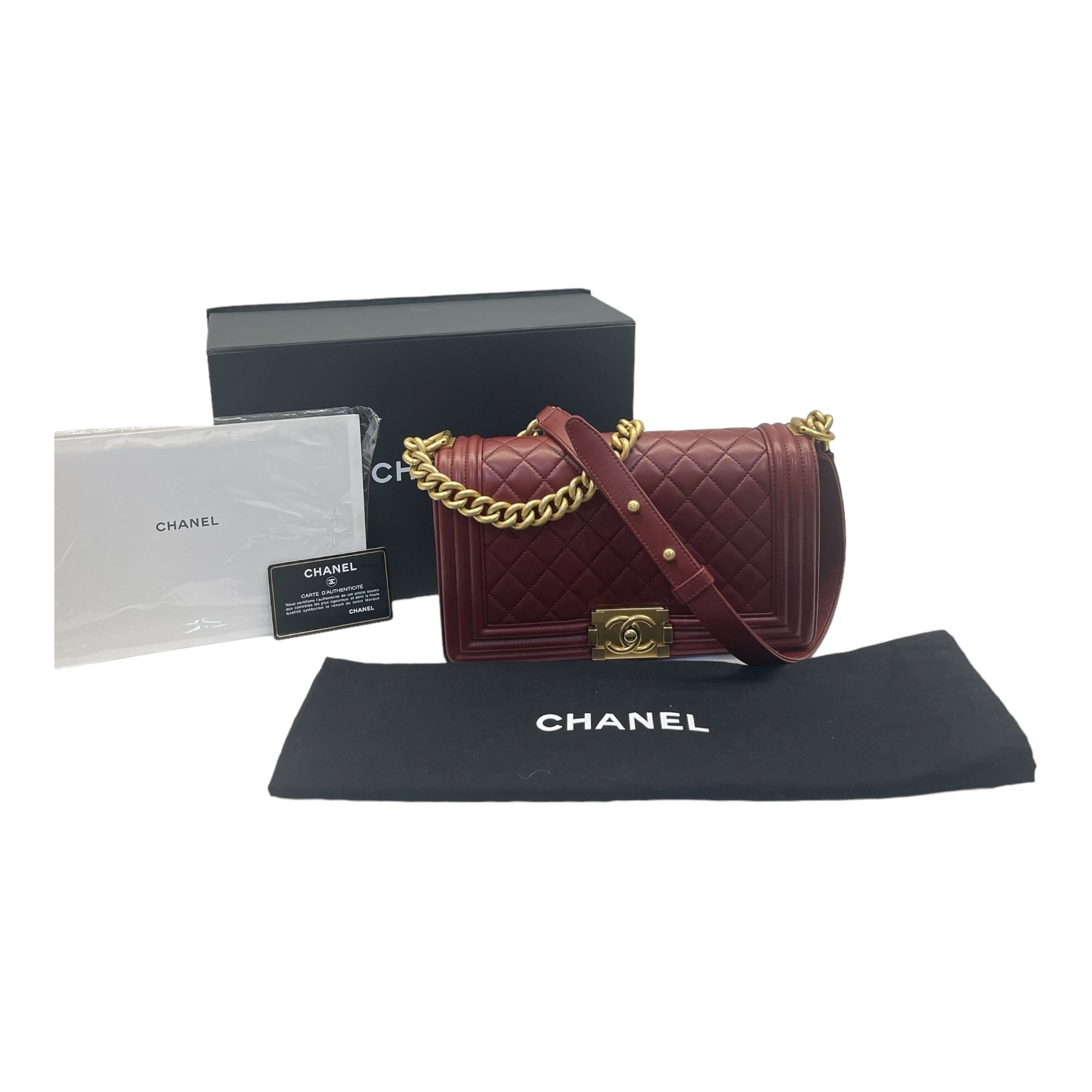 Chanel Calfskin Quilted Medium Boy Flap Red Bag