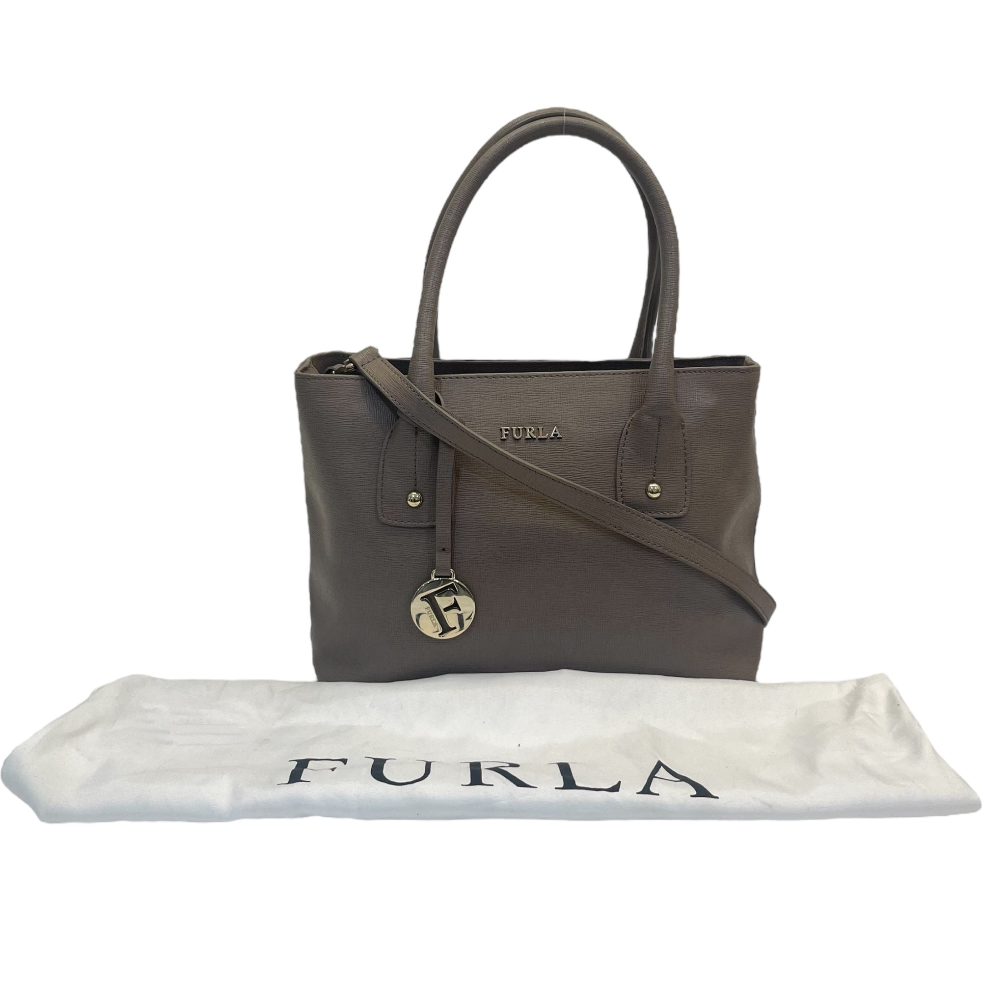 Furla Dark Beige Saffiano Leather Linda Tote