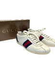 Gucci White Leather Web Detail Ace Low Top Sneakers Size EU 35