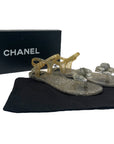 Chanel Grey Glitter Jelly Camellia Flat Sandals Size EU 36