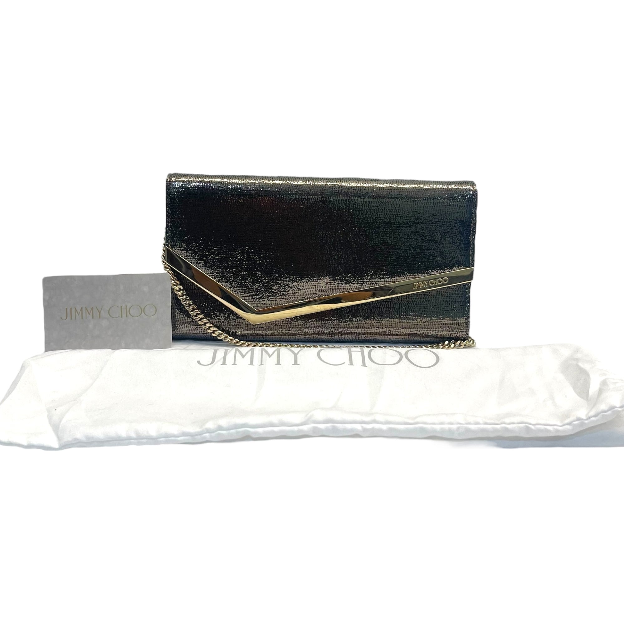 Jimmy Choo Emmie Glitter Chain-Link Clutch Bag