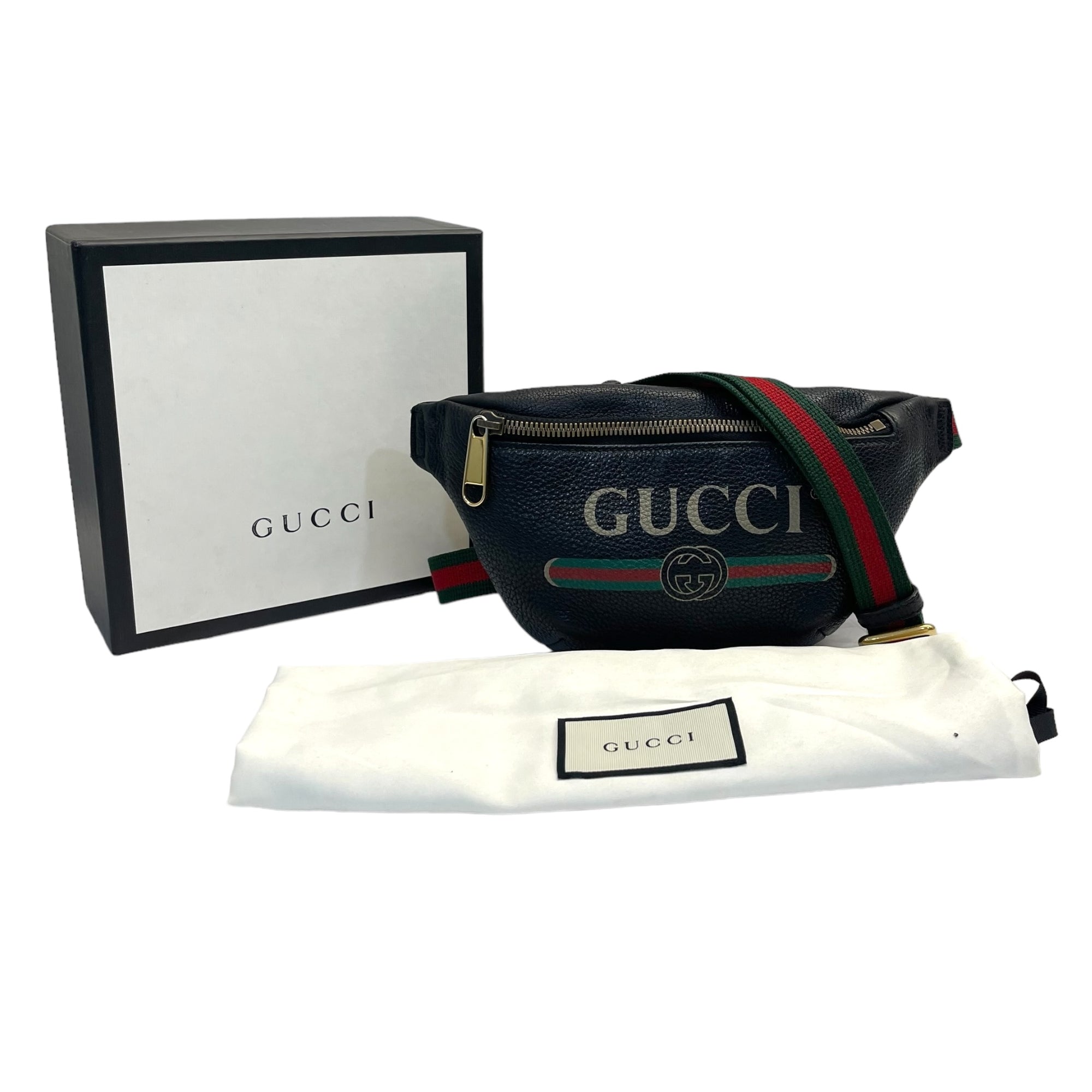 Gucci Grained Calfskin Small Gucci Web Belt Bag