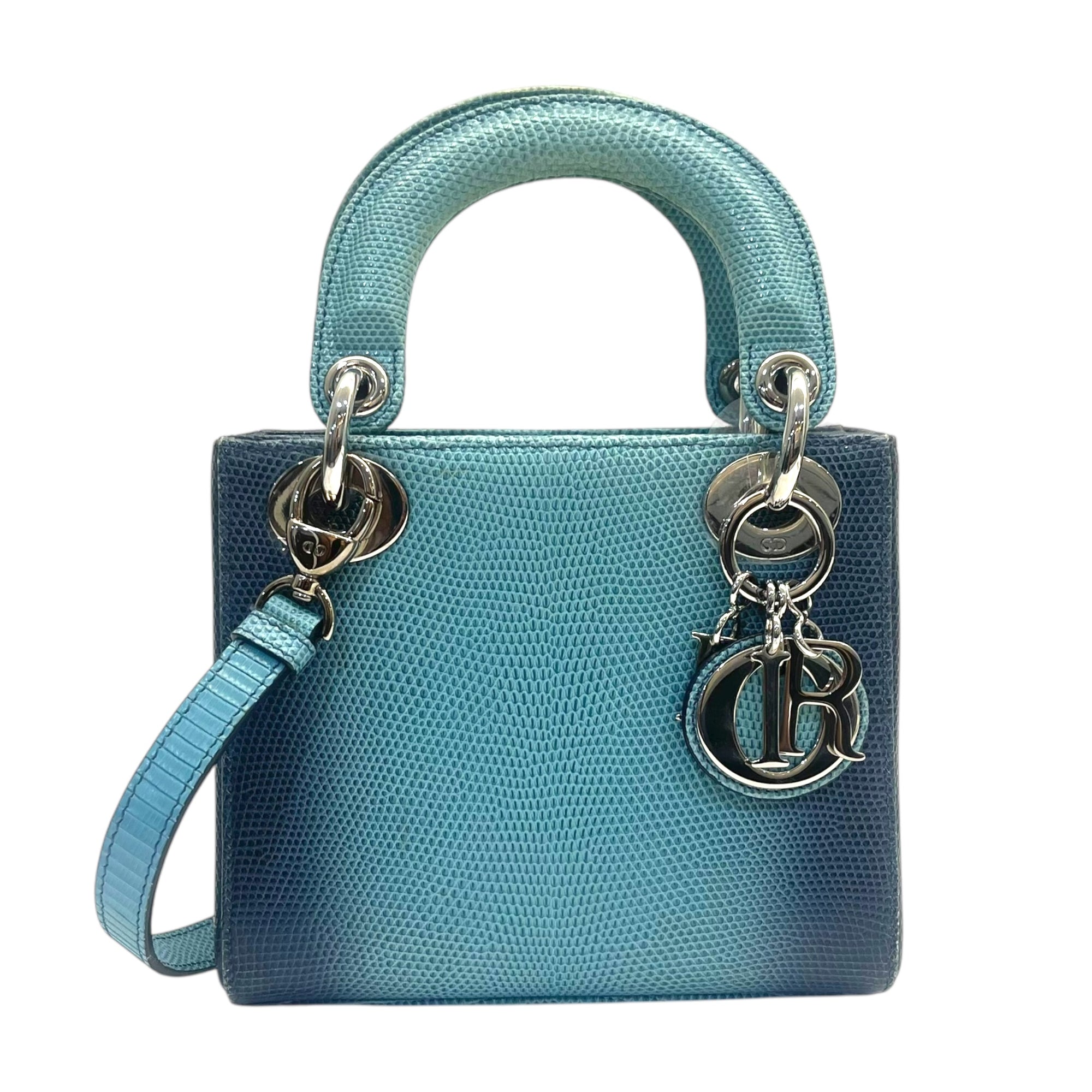 Mini Lady Dior Ombre Lizard Pattern in Blue