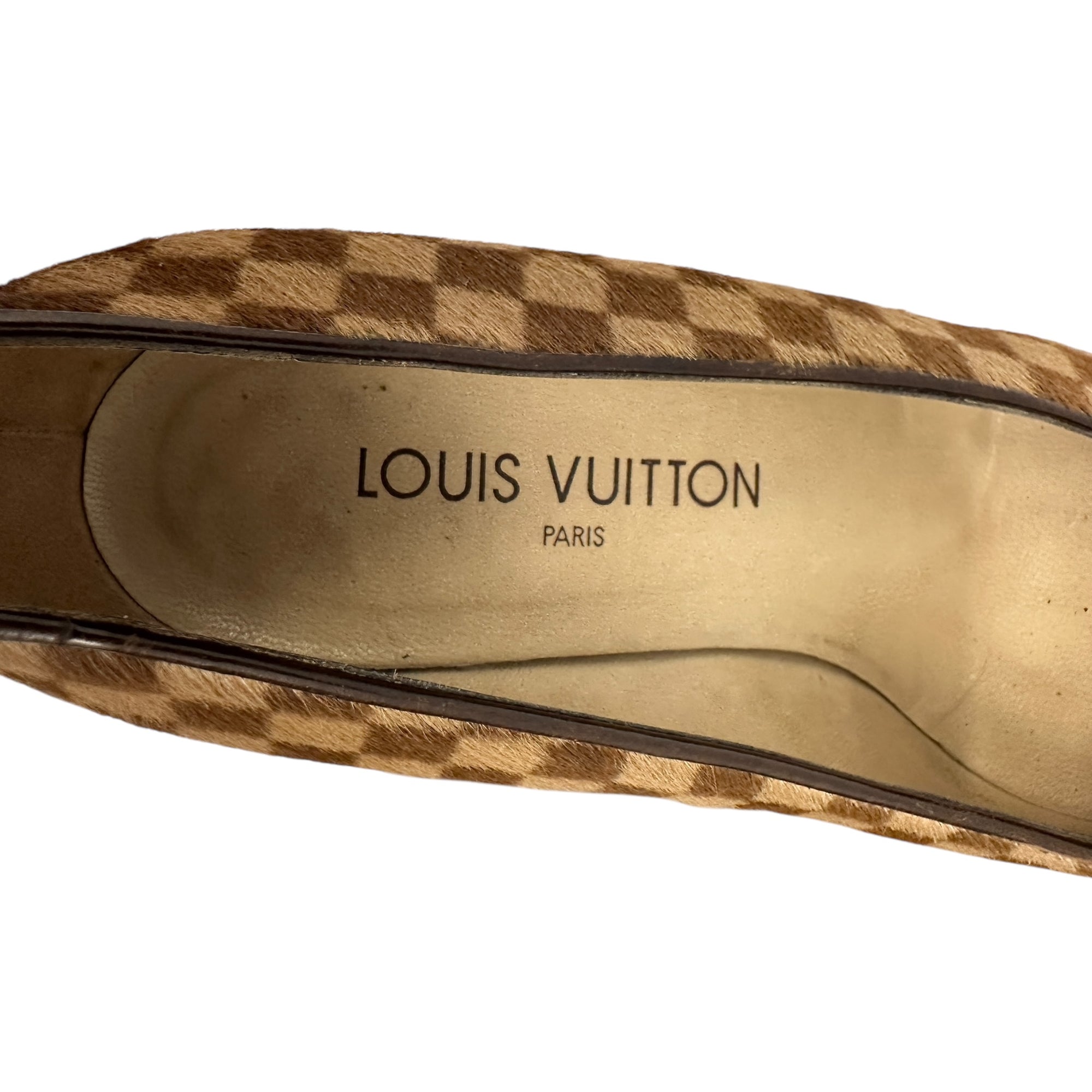 Louis Vuitton Damier Pony Hair Square Toe Pumps