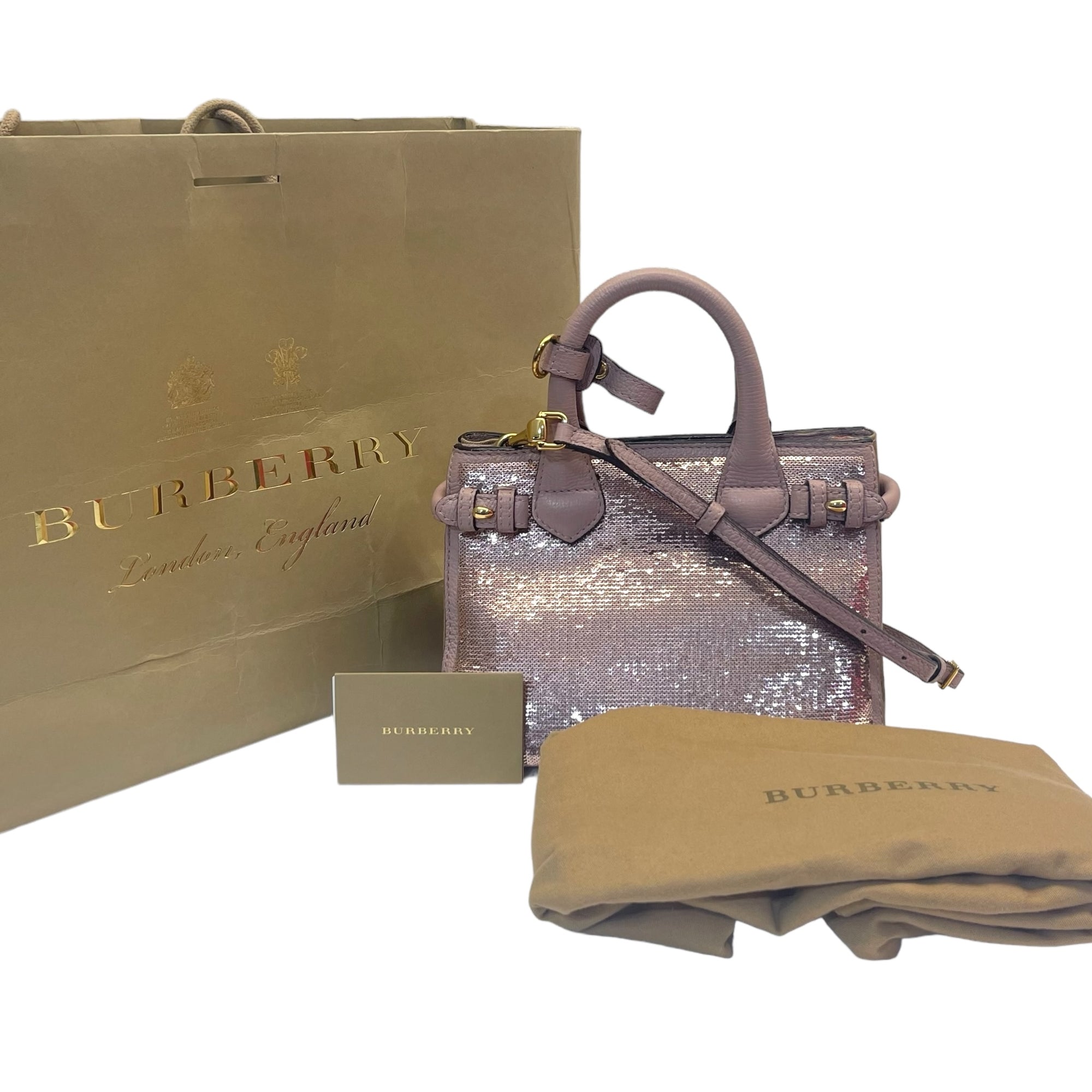 Burberry Banner convertible tote sequin with leather canvas bag