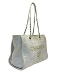 Chanel Deauville Beige Tweed Shopper Tote Bag