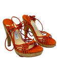 Jimmy Choo Suede Burnt Orange Sandals Size EU 35