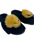 Anya Hindmarch Smiley Shearling And Fur Flat Slides Size EU 35