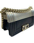 Chanel Black & Metallic Gold Bi-Color Calfskin Boy Bag Small