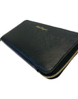 Salvatore Ferragamo Black Leather Zip Around Wallet