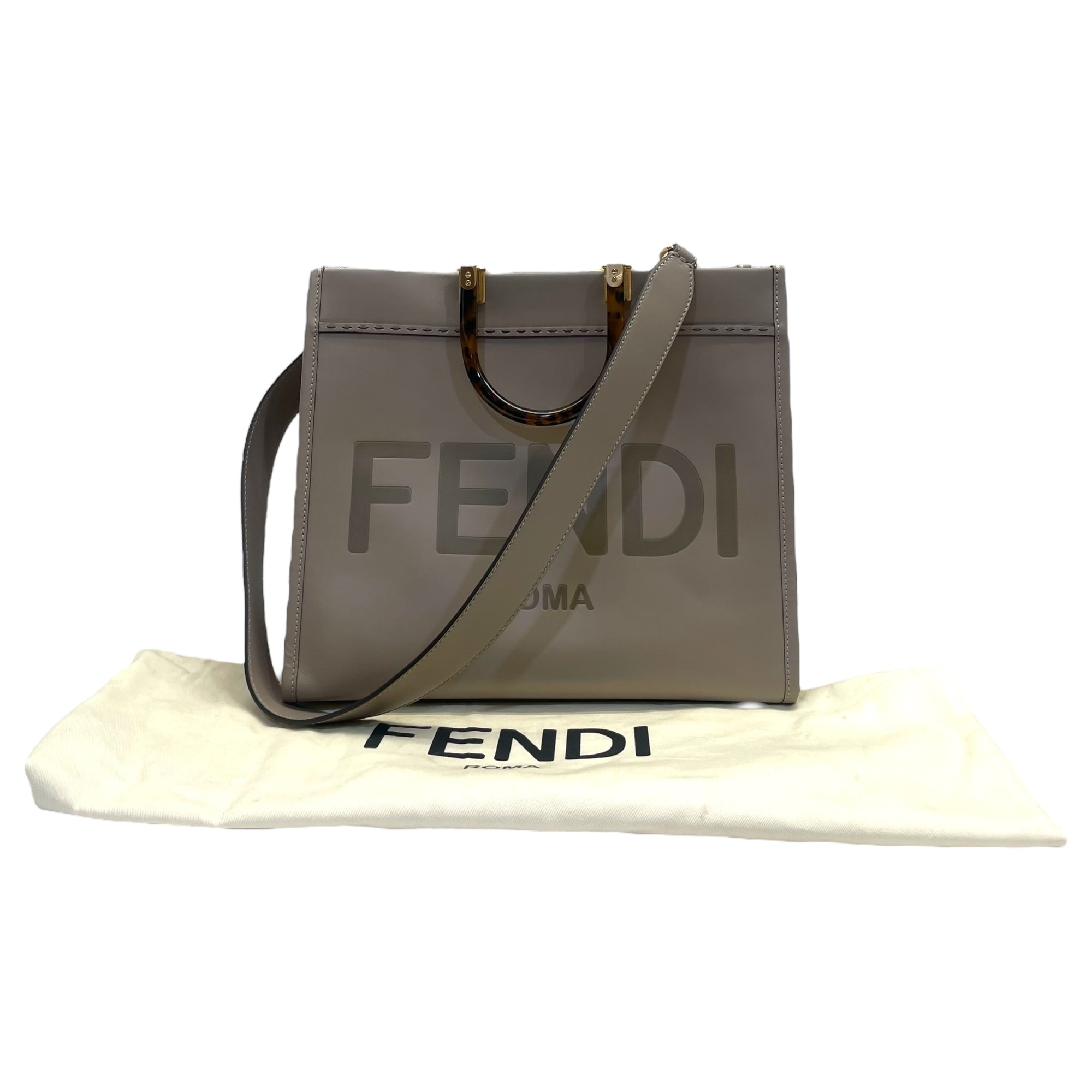 Fendi Sunshine Dove Gray Medium Tote Bag