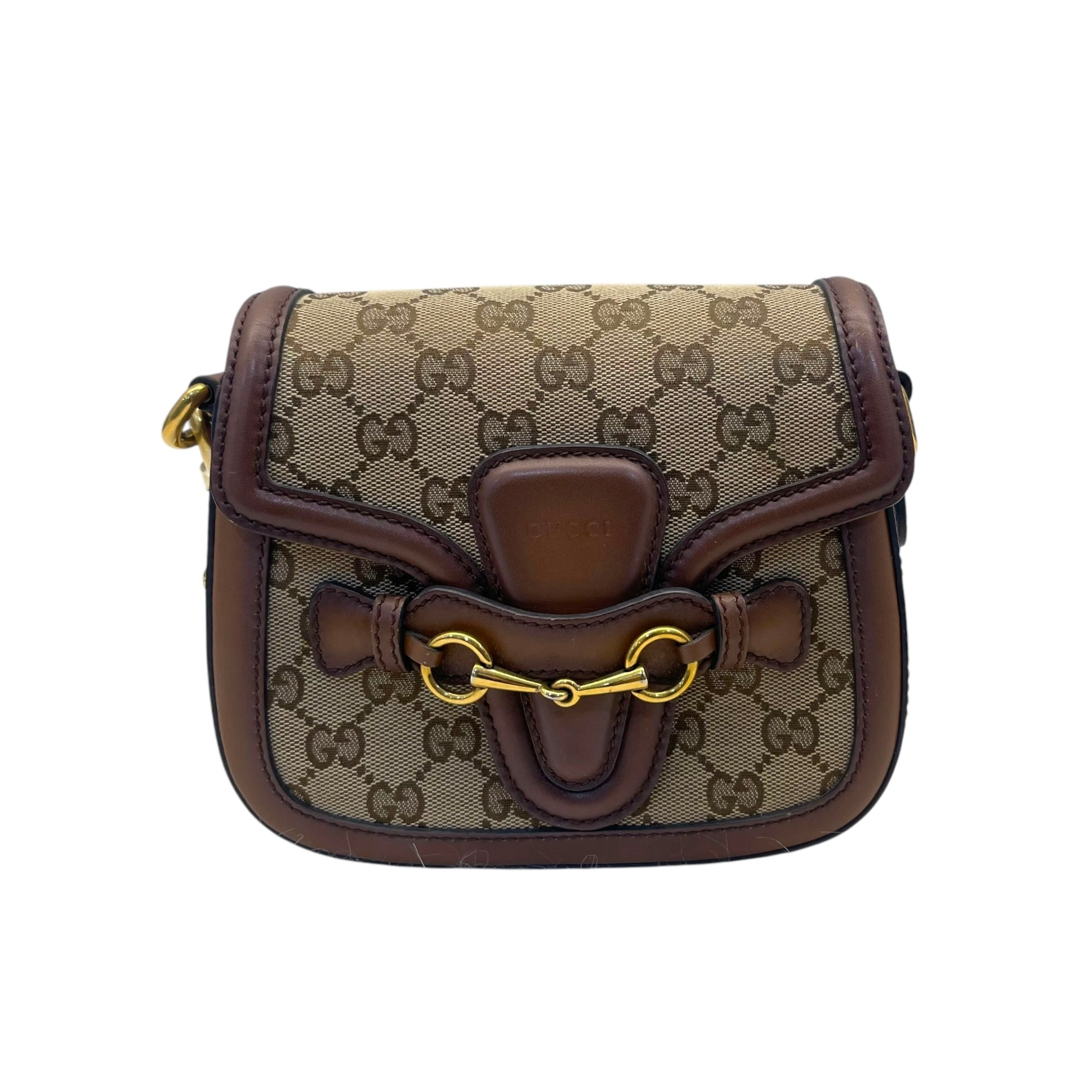 Gucci Lady Web Shoulder Bag GG Canvas Small Brown Bag