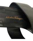 Salvatore Ferragamo Women's Leather Thong Floral Heel Sandals In Black