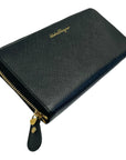 Salvatore Ferragamo Black Leather Zip Around Wallet