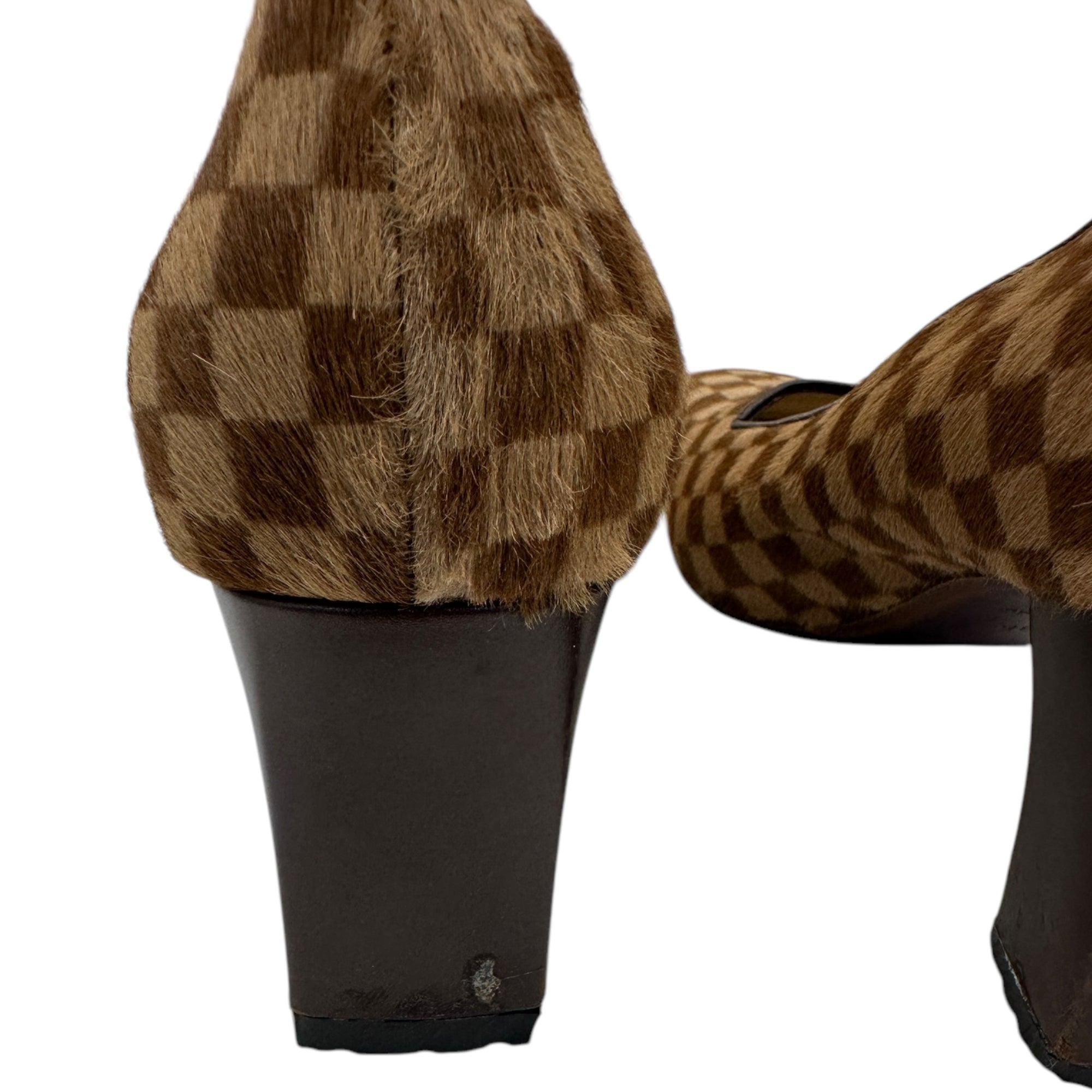 Louis Vuitton Damier Pony Hair Square Toe Pumps