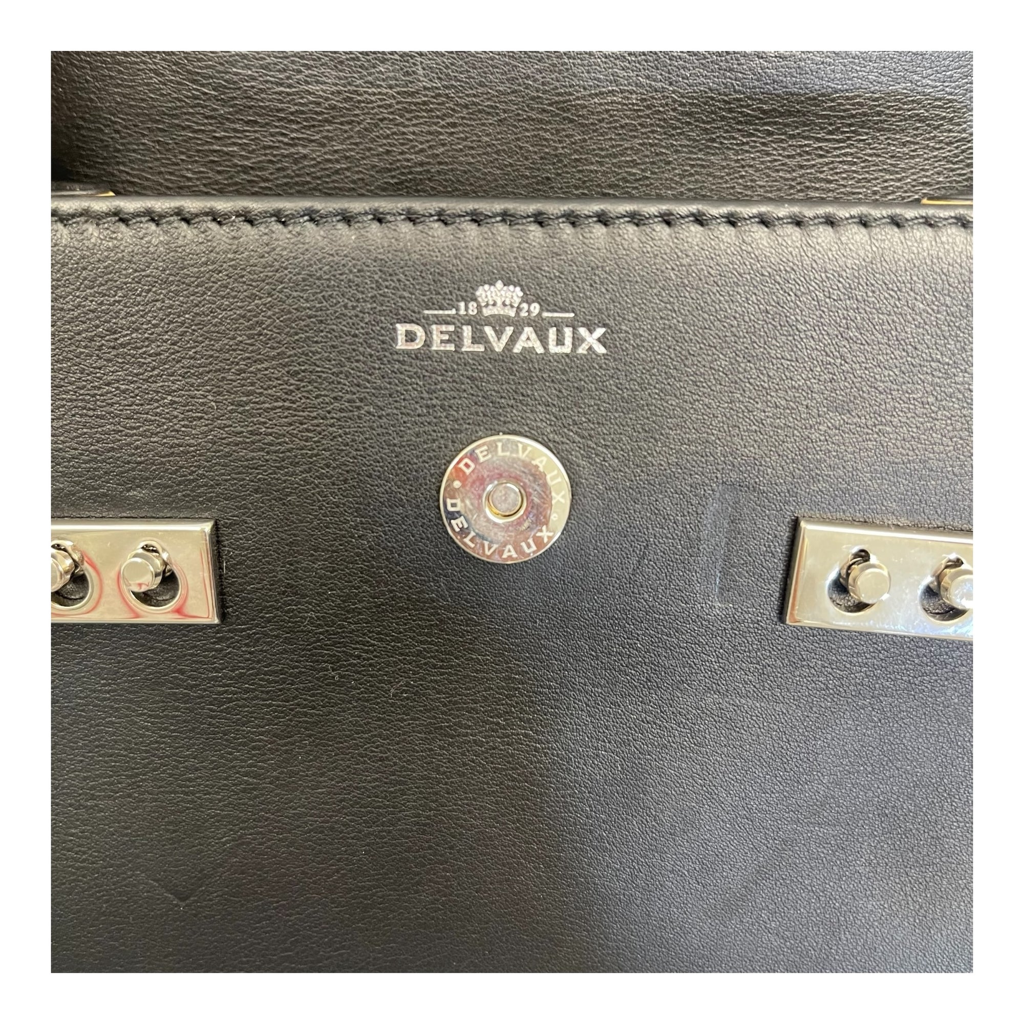 Delvaux Black Leather Tempete PM Top Handle Bag