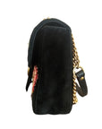 Gucci Black Velvet Embroidered Medium GG Marmont Shoulder Bag