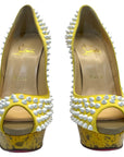 Christian Louboutin Yellow Suede Lady Peep Spikes Pumps Size EU 37