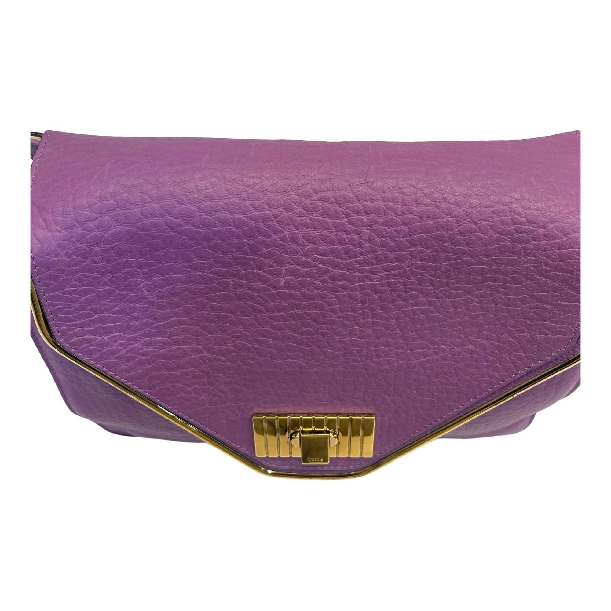 Chloe Purple Leather Medium Sally Flap Shoulder Bag