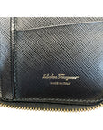 Salvatore Ferragamo Black Leather Zip Around Wallet