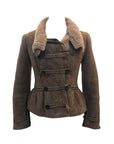 Burberry Prorsum Brown Suede Shearling Motorcycle Jacket