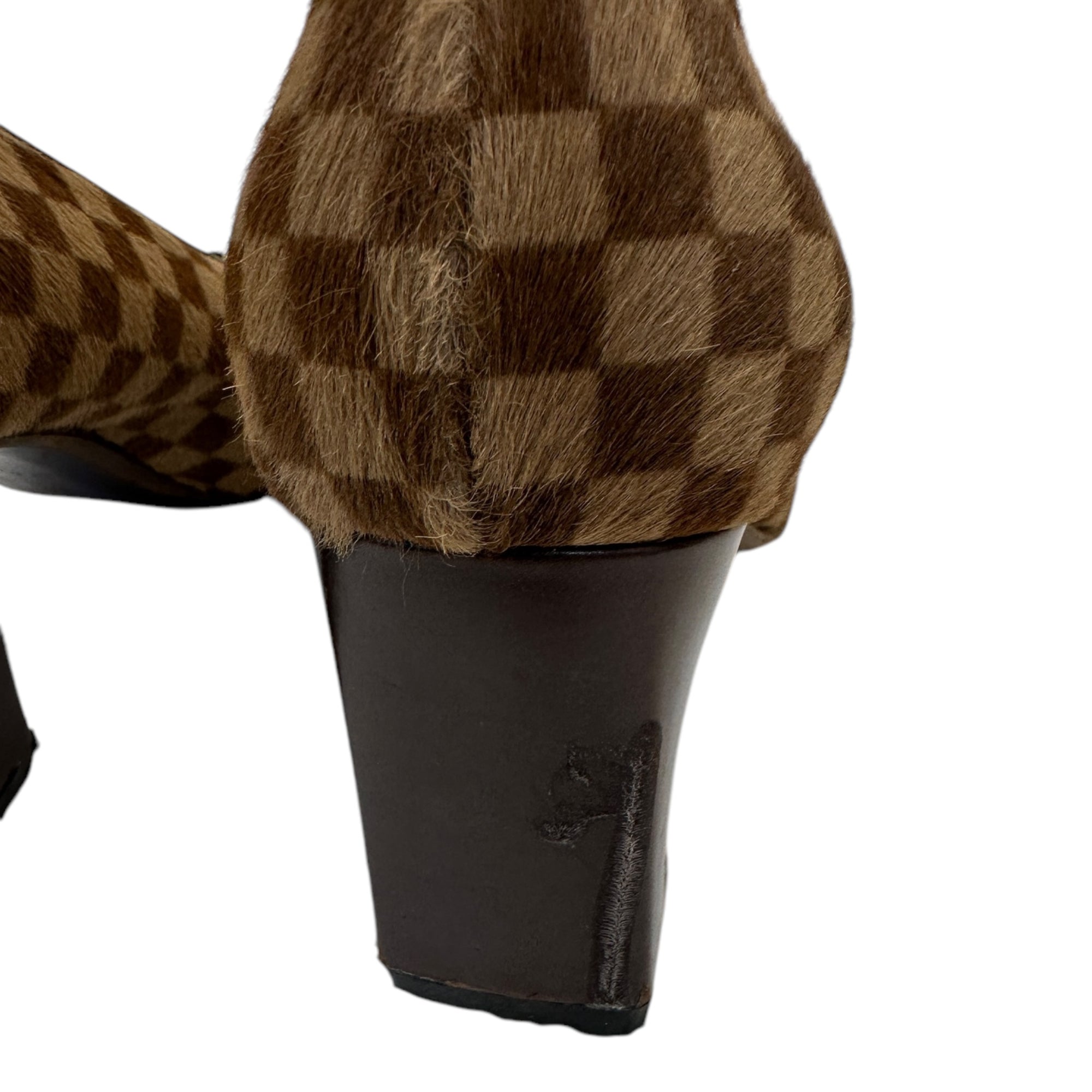 Louis Vuitton Damier Pony Hair Square Toe Pumps