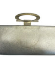 Salvatore Ferragamo Metallic Beige Leather Musa Gancini Clutch