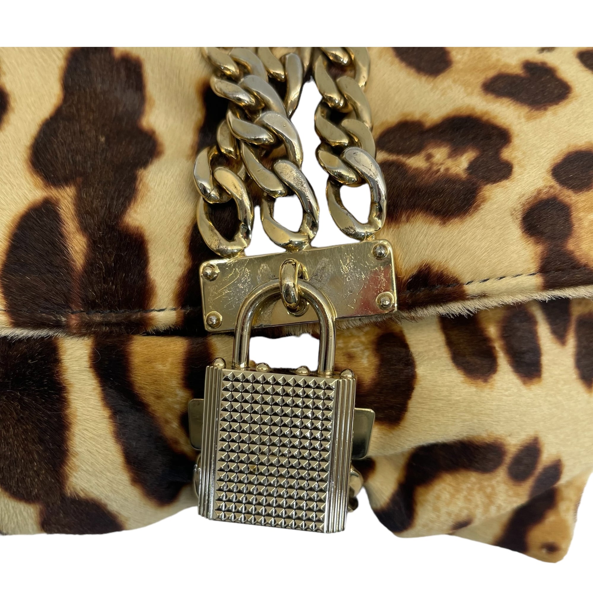 Jimmy Choo Leopard Print Calf Hair Sandra Clutch