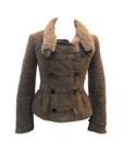 Burberry Prorsum Brown Suede Shearling Motorcycle Jacket