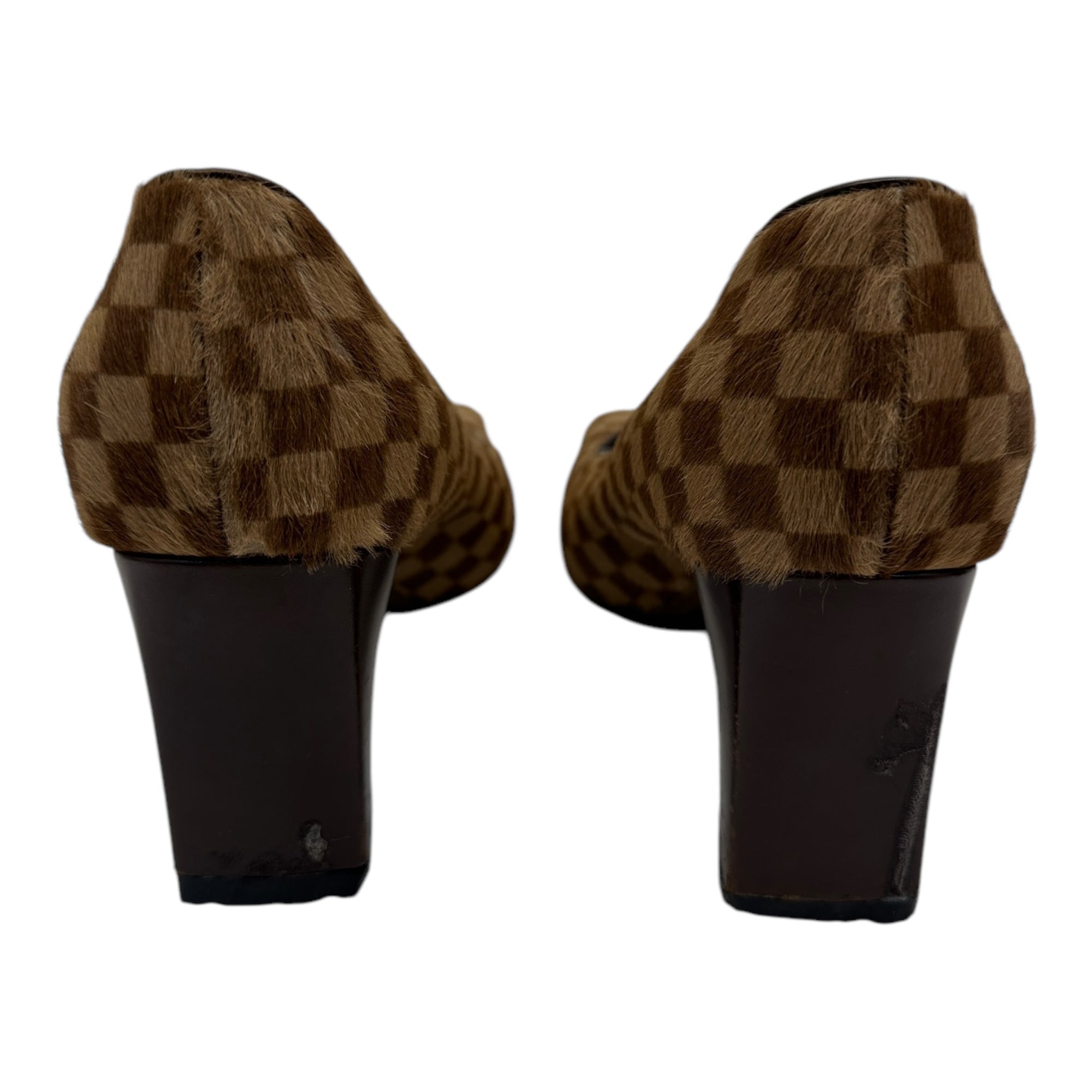 Louis Vuitton Damier Pony Hair Square Toe Pumps