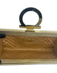 Salvatore Ferragamo Metallic Beige Leather Musa Gancini Clutch